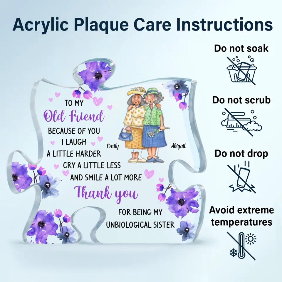 Personalized Puzzle Acrylic Plaque - Gift For Friend - To My Old Friend ARND0014