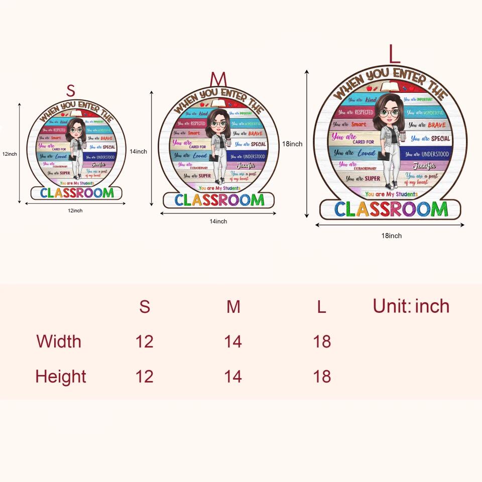 Personalized Door Sign - Gift For Teacher - When You Enter The Classroom ARND018