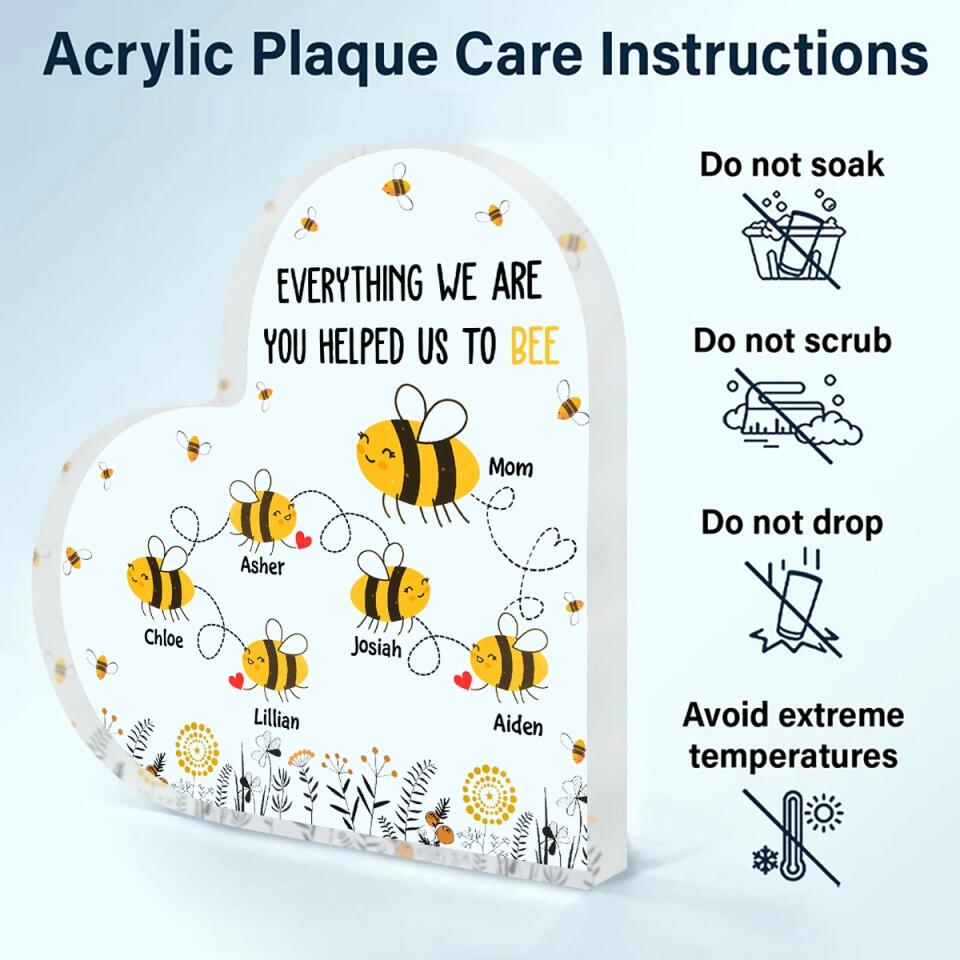 Personalized Heart-shaped Acrylic Plaque - Mother's Day Gift For Mom, Grandma - Everything I Am You Helped Me To Bee ARND018