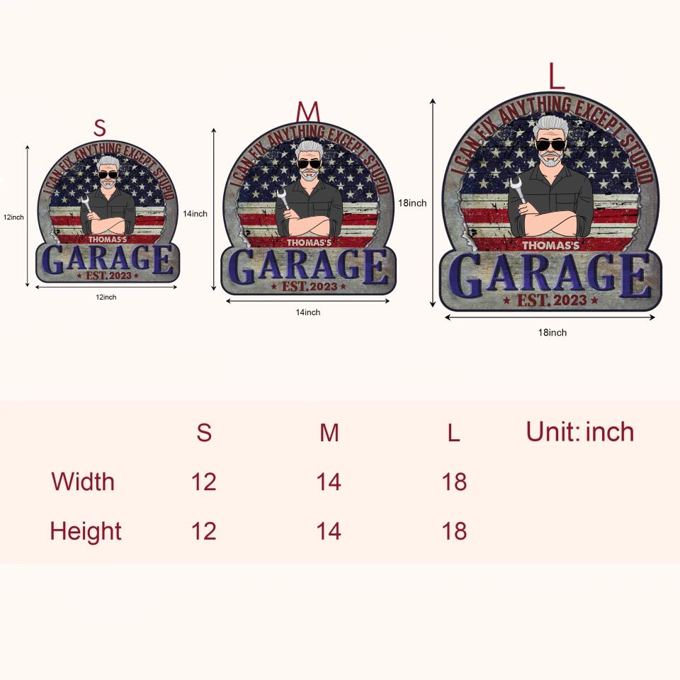 Personalized Door Sign - Father's Day Gift For Dad, Grandpa, Uncle - I Can Fix Anything Except Stupid ARND005