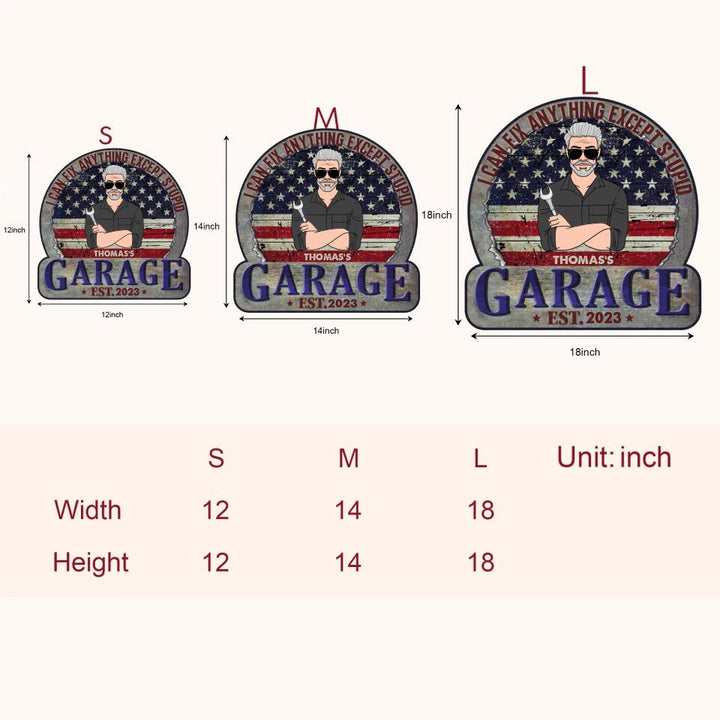 Personalized Door Sign - Father's Day Gift For Dad, Grandpa, Uncle - I Can Fix Anything Except Stupid ARND005