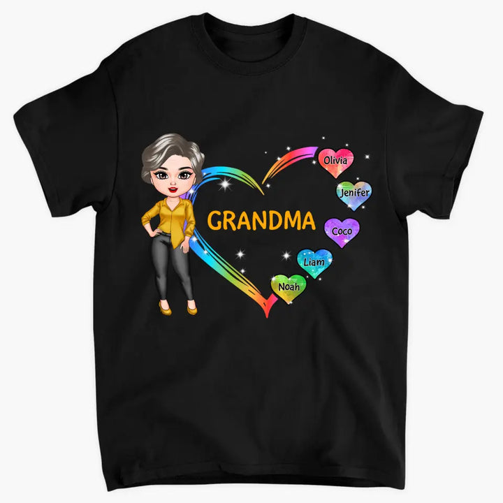 Personalized T-shirt - Mother's Day Gift For Grandma - Grandma Colorful Hearts ARND0014