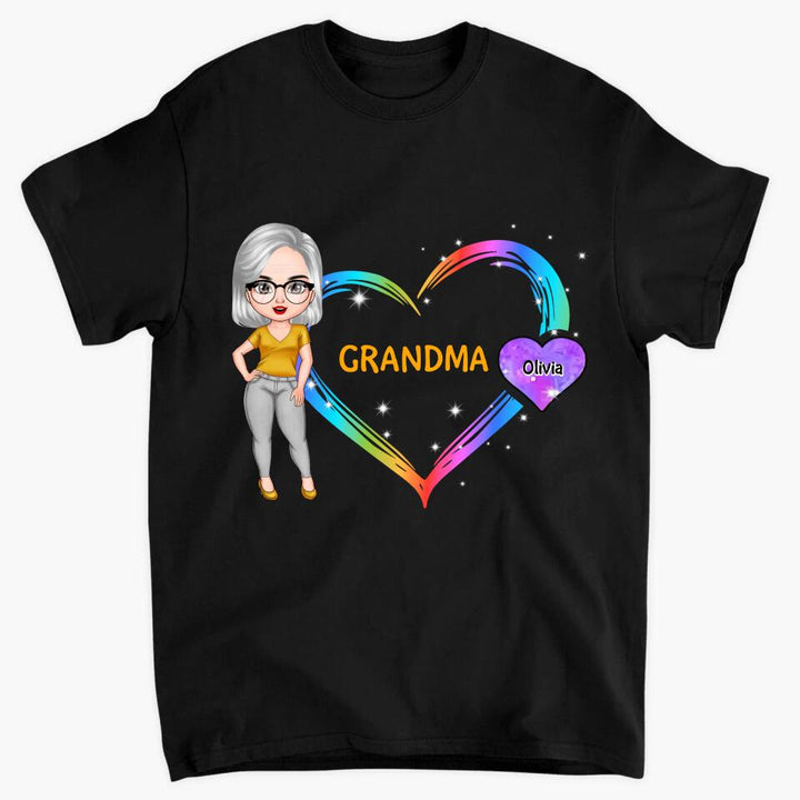 Personalized T-shirt - Mother's Day Gift For Grandma - Grandma Colorful Hearts ARND0014