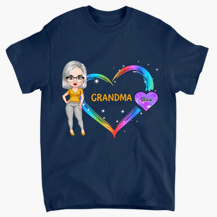 Personalized T-shirt - Mother's Day Gift For Grandma - Grandma Colorful Hearts ARND0014