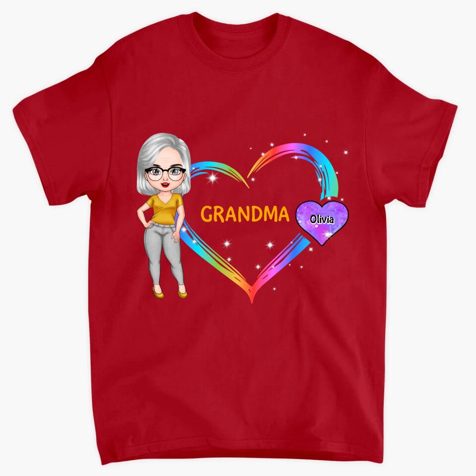 Personalized T-shirt - Mother's Day Gift For Grandma - Grandma Colorful Hearts ARND0014