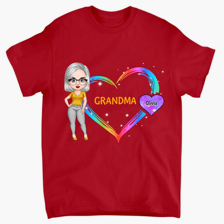 Personalized T-shirt - Mother's Day Gift For Grandma - Grandma Colorful Hearts ARND0014