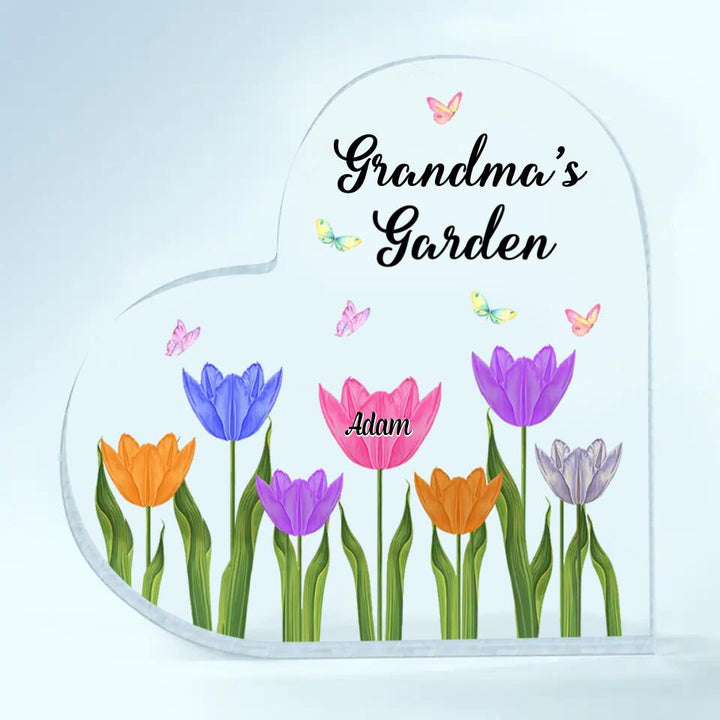 Personalized Heart-shaped Acrylic Plaque - Mother's Day Gift For Grandma, Mom, Auntie - Nana's Garden ARND005