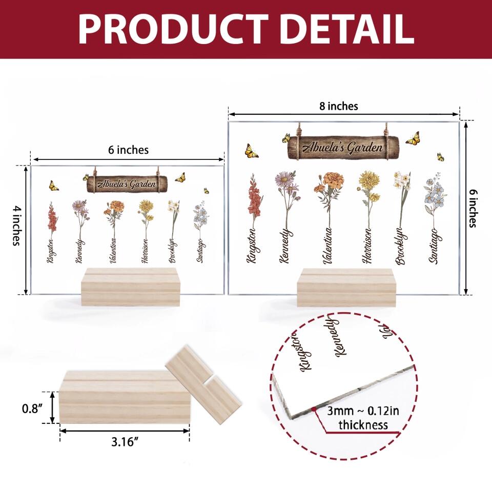 Personalized Acrylic Plaque - Mother's Day Gift For Grandma - Grandma's Garden ARND036