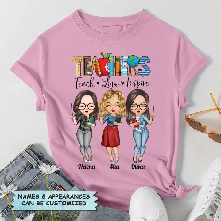 Personalized T-shirt - Teacher's Day, Gift For Teacher Besties - Teach Love Inspire ARND0014