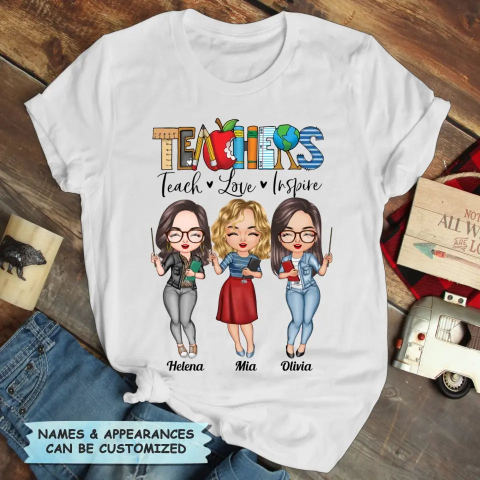 Personalized T-shirt - Teacher's Day, Gift For Teacher Besties - Teach Love Inspire ARND0014