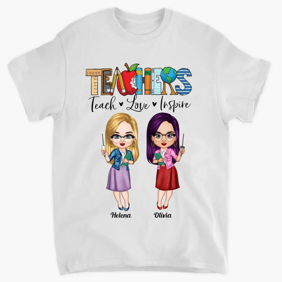 Personalized T-shirt - Teacher's Day, Gift For Teacher Besties - Teach Love Inspire ARND0014