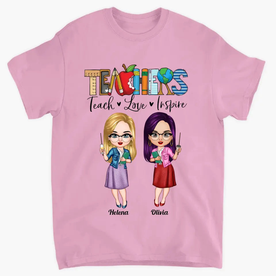 Personalized T-shirt - Teacher's Day, Gift For Teacher Besties - Teach Love Inspire ARND0014