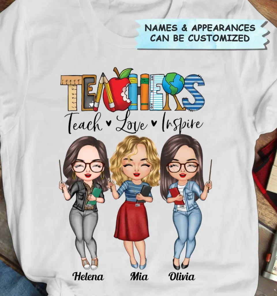 Personalized T-shirt - Teacher's Day, Gift For Teacher Besties - Teach Love Inspire ARND0014