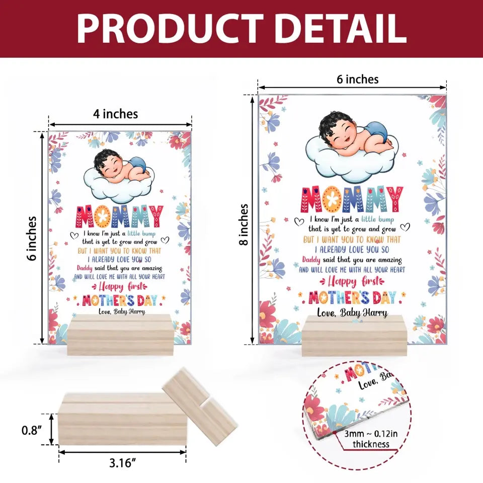 Personalized Acrylic Plaque - Mother's Day Gift For Mom - Happy 1st Mother's Day ARND018