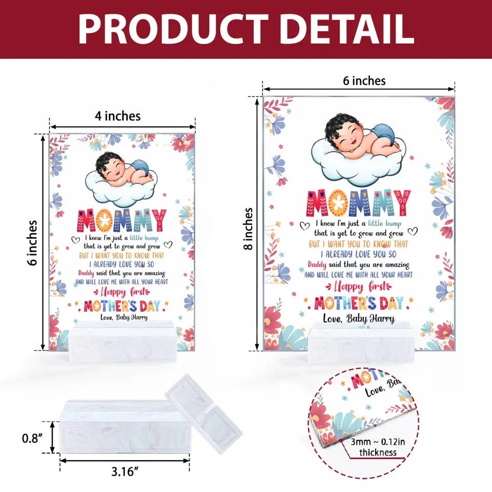 Personalized Acrylic Plaque - Mother's Day Gift For Mom - Happy 1st Mother's Day ARND018