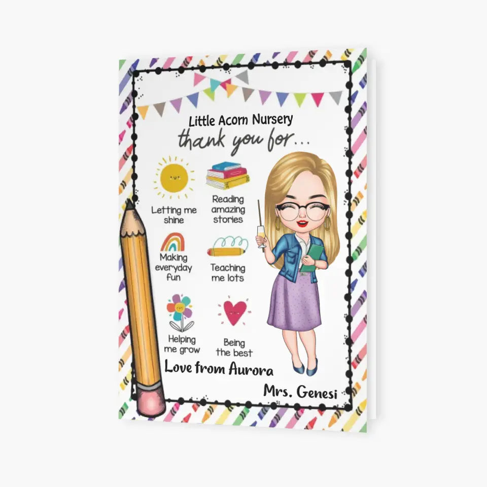 Personalized Greeting Card - Gift For Teacher - Thank You For Letting Me Shine
