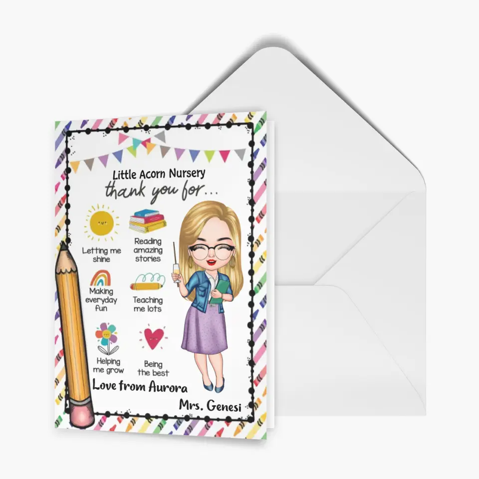 Personalized Greeting Card - Gift For Teacher - Thank You For Letting Me Shine