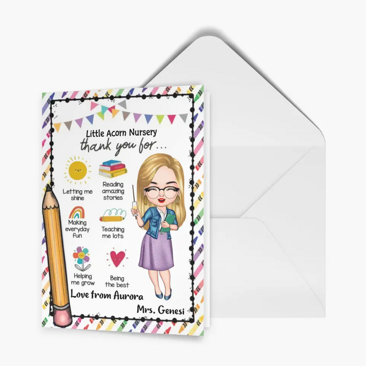 Personalized Greeting Card - Gift For Teacher - Thank You For Letting Me Shine