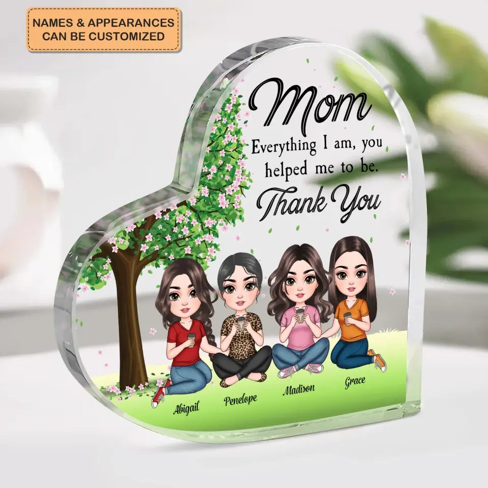 Personalized Heart-shaped Acrylic Plaque - Mother's Day Gift For Mom - Thank You Mom ARND005