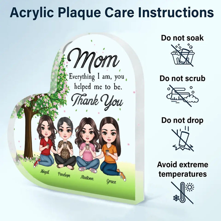 Personalized Heart-shaped Acrylic Plaque - Mother's Day Gift For Mom - Thank You Mom ARND005