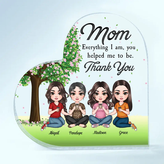 Personalized Heart-shaped Acrylic Plaque - Mother's Day Gift For Mom - Thank You Mom ARND005