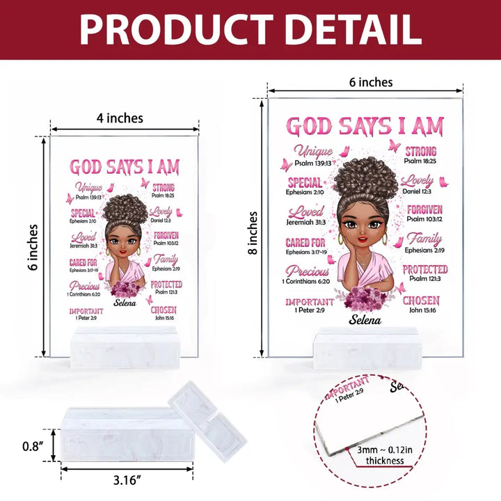 Personalized Acrylic Plaque - Mother's Day Gift For Mom - God Says I Am ARND0014