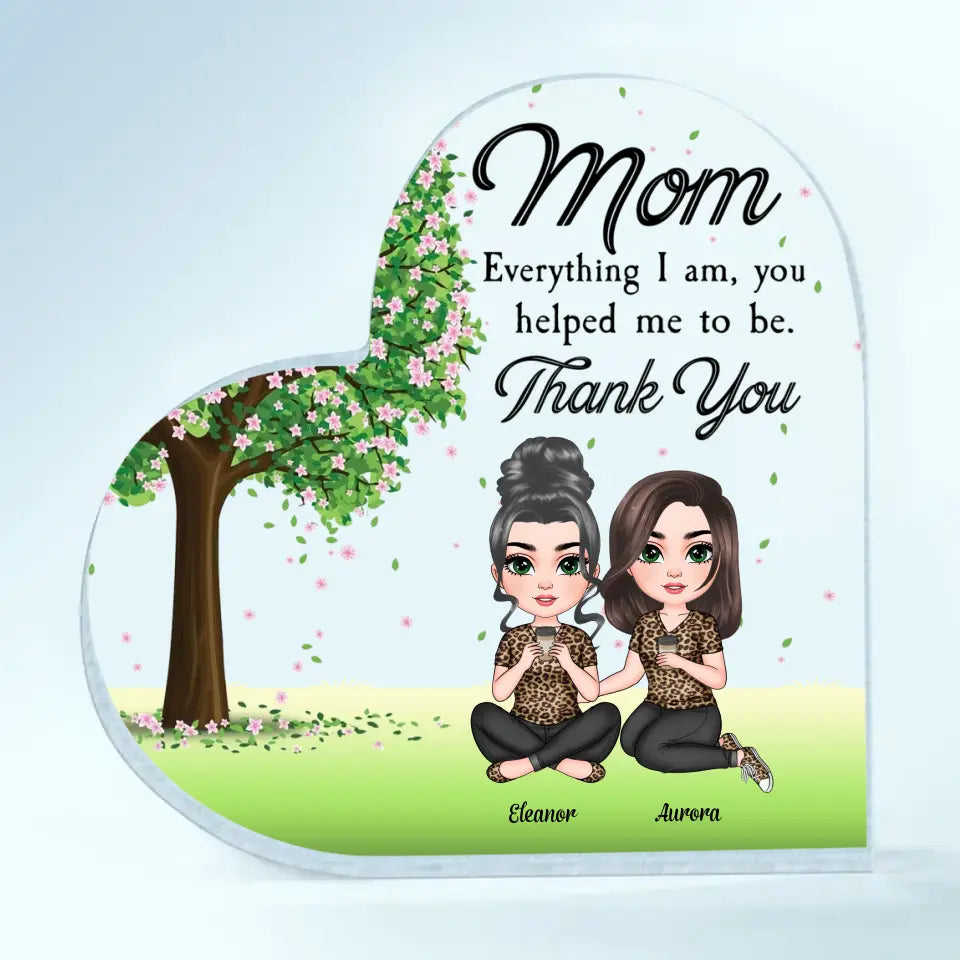 Personalized Heart-shaped Acrylic Plaque - Mother's Day Gift For Mom - Thank You Mom ARND005