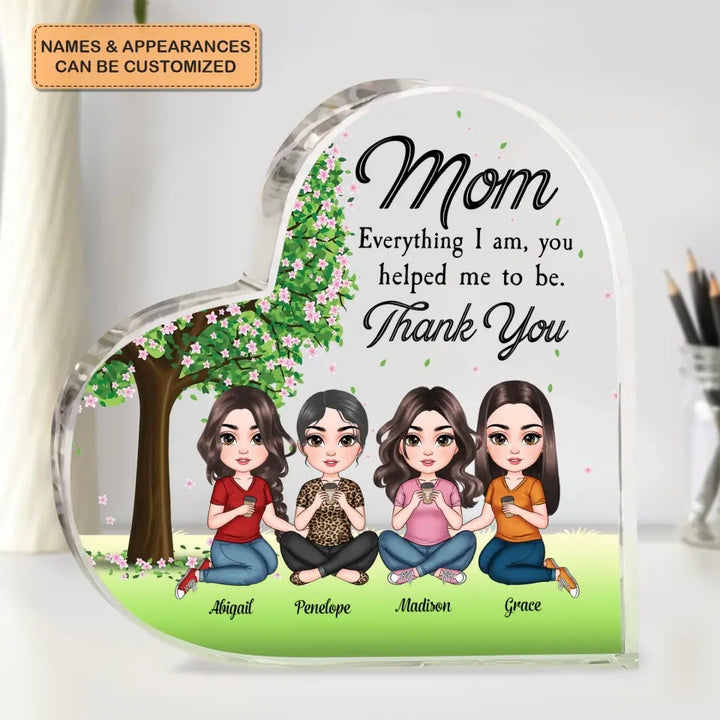 Personalized Heart-shaped Acrylic Plaque - Mother's Day Gift For Mom - Thank You Mom ARND005
