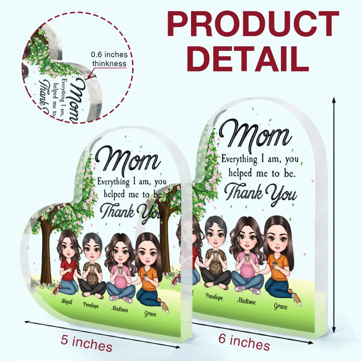 Personalized Heart-shaped Acrylic Plaque - Mother's Day Gift For Mom - Thank You Mom ARND005
