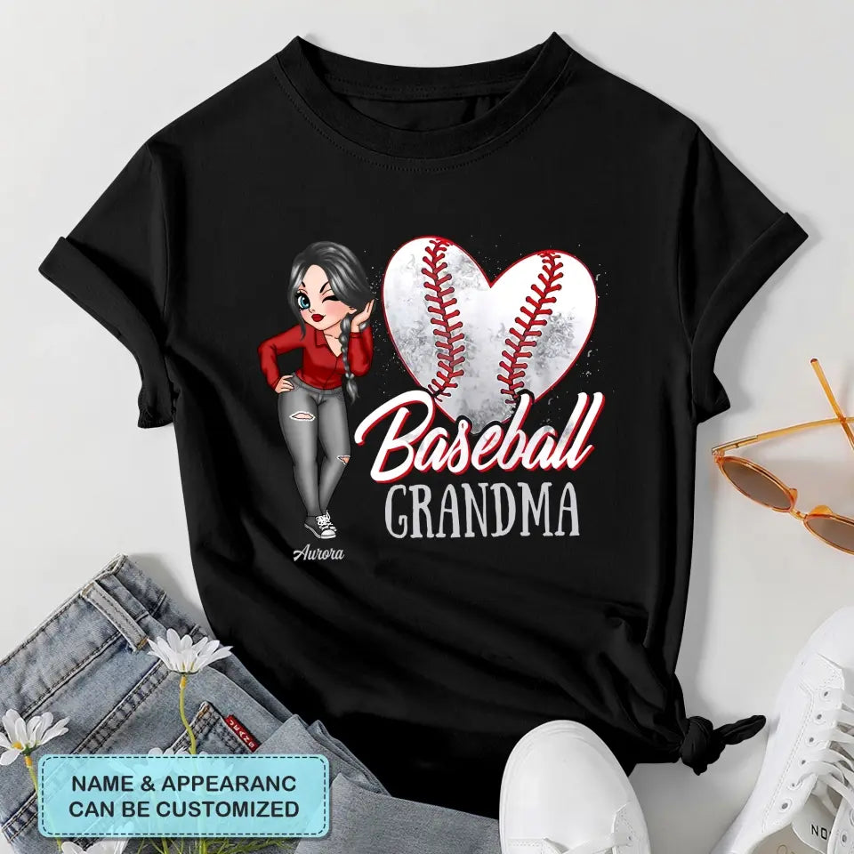 Personalized T-shirt - Mother's Day Gift For Mom, Grandma - Baseball Grandma ARND018