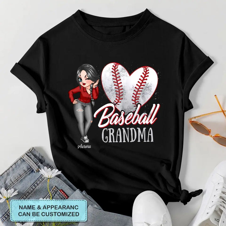 Personalized T-shirt - Mother's Day Gift For Mom, Grandma - Baseball Grandma ARND018