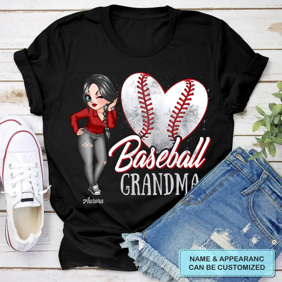 Personalized T-shirt - Mother's Day Gift For Mom, Grandma - Baseball Grandma ARND018