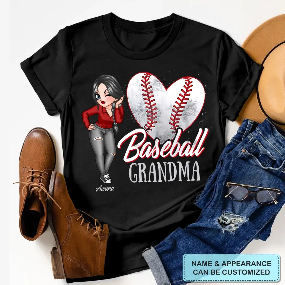 Personalized T-shirt - Mother's Day Gift For Mom, Grandma - Baseball Grandma ARND018