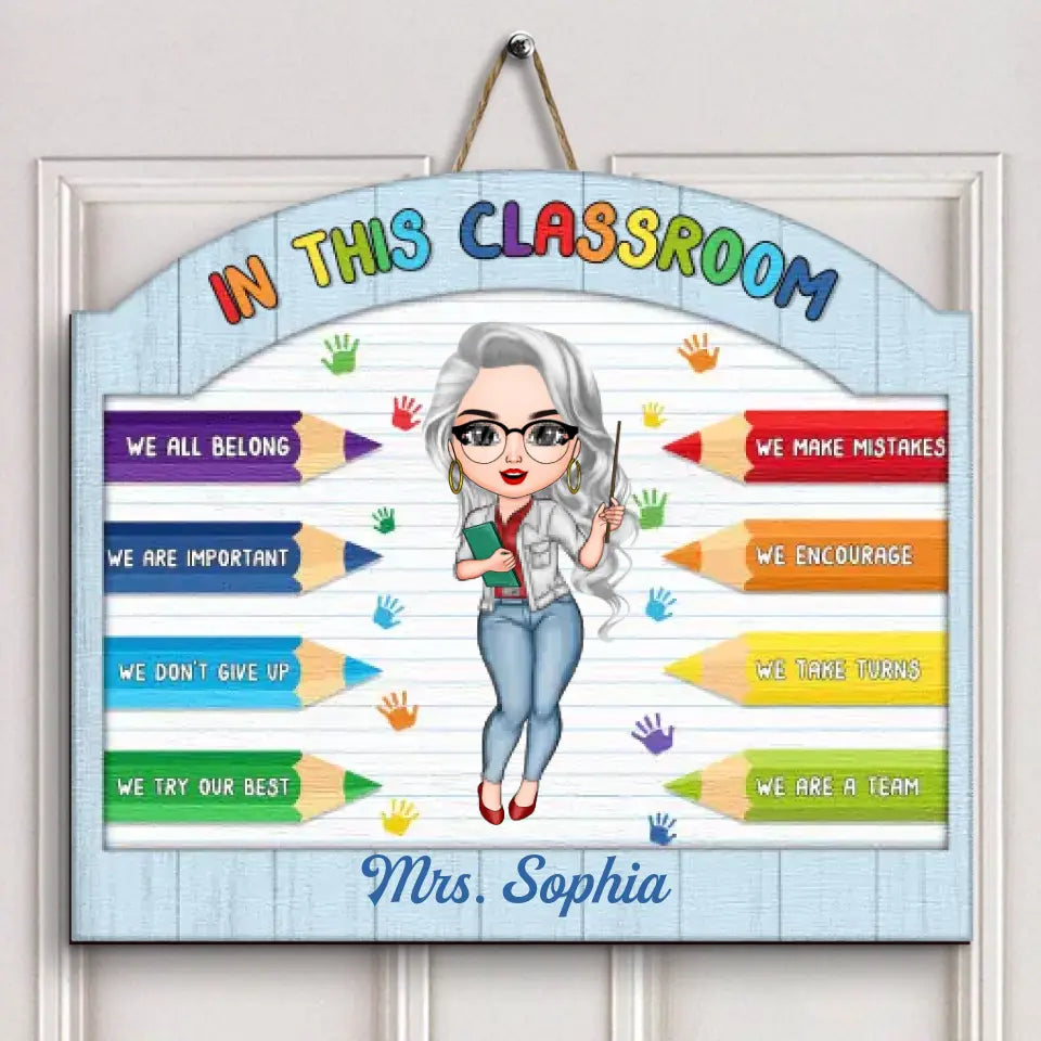 Personalized Door Sign - Birthday, Teacher's Day Gift For Teacher - In This Classroom ARND018