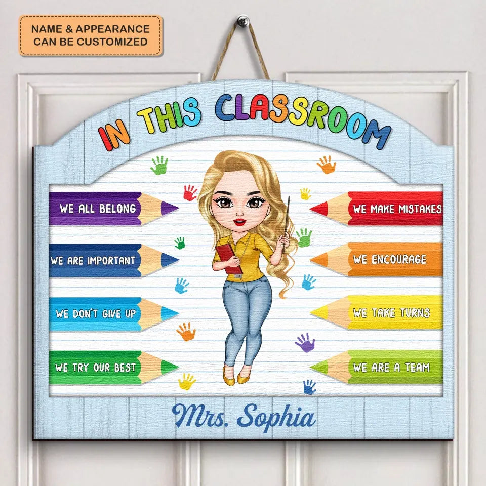 Personalized Door Sign - Birthday, Teacher's Day Gift For Teacher - In This Classroom ARND018