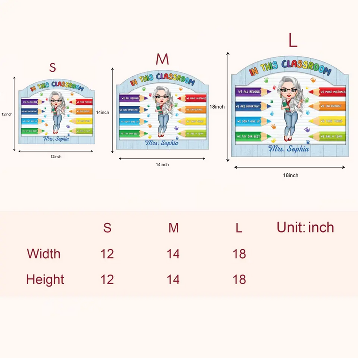 Personalized Door Sign - Birthday, Teacher's Day Gift For Teacher - In This Classroom ARND018