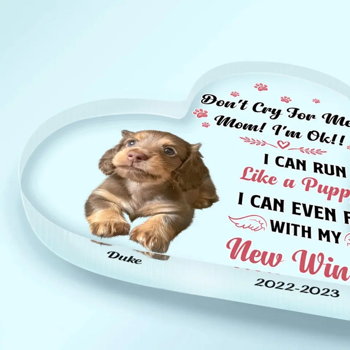 Personalized Heart-shaped Acrylic Plaque - Memorial, Mother's Day Gift For Dog Mom, Dog Mama, Dog Nana - Don't Cry For Me ARND018