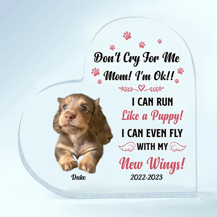 Personalized Heart-shaped Acrylic Plaque - Memorial, Mother's Day Gift For Dog Mom, Dog Mama, Dog Nana - Don't Cry For Me ARND018