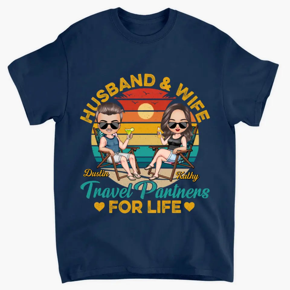 Personalize T-shirt - Gift For Couple - Husband & Wife Travel Partners For Life ARND0014