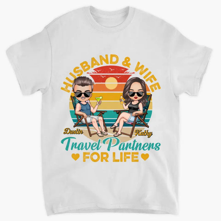 Personalize T-shirt - Gift For Couple - Husband & Wife Travel Partners For Life ARND0014