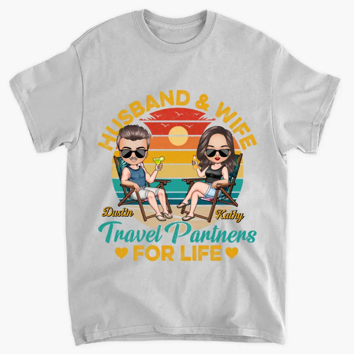 Personalize T-shirt - Gift For Couple - Husband & Wife Travel Partners For Life ARND0014