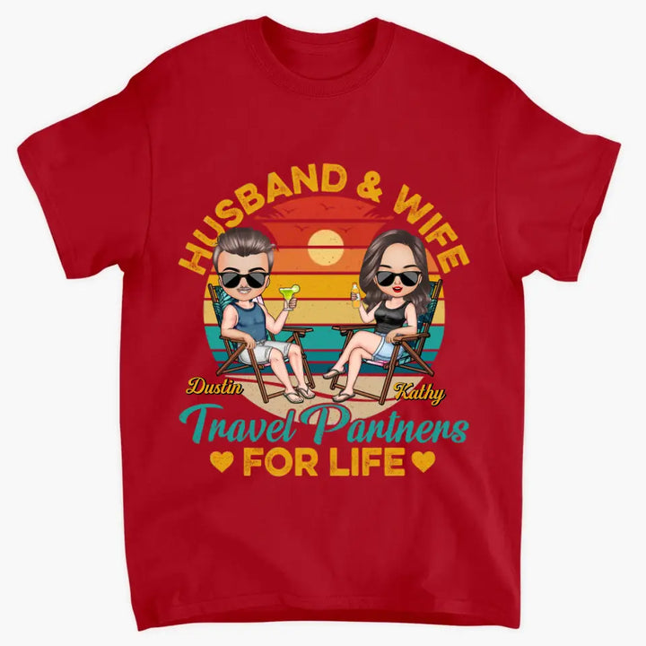 Personalize T-shirt - Gift For Couple - Husband & Wife Travel Partners For Life ARND0014