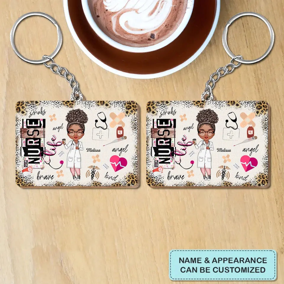 Personalized Wooden Keychain - Nurse's Day, Birthday Gift For Nurse, CNA, CMA, Doctor - Nurse Life Scrubs Nurse Day ARND005