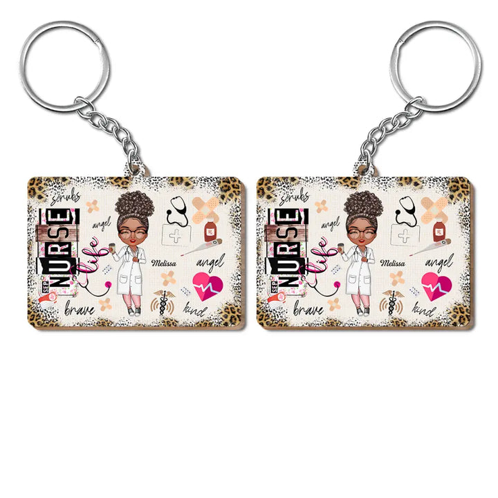 Personalized Wooden Keychain - Nurse's Day, Birthday Gift For Nurse, CNA, CMA, Doctor - Nurse Life Scrubs Nurse Day ARND005