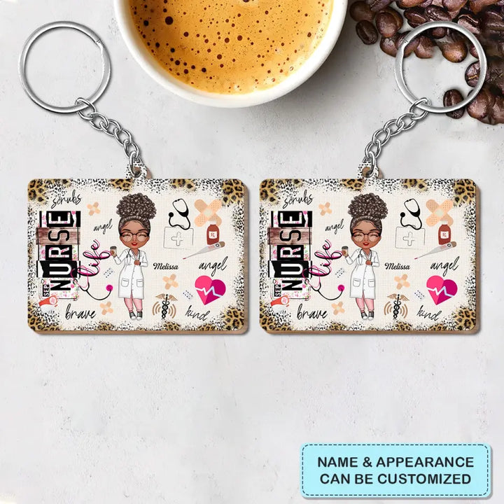 Personalized Wooden Keychain - Nurse's Day, Birthday Gift For Nurse, CNA, CMA, Doctor - Nurse Life Scrubs Nurse Day ARND005