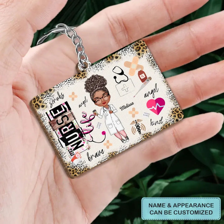 Personalized Wooden Keychain - Nurse's Day, Birthday Gift For Nurse, CNA, CMA, Doctor - Nurse Life Scrubs Nurse Day ARND005