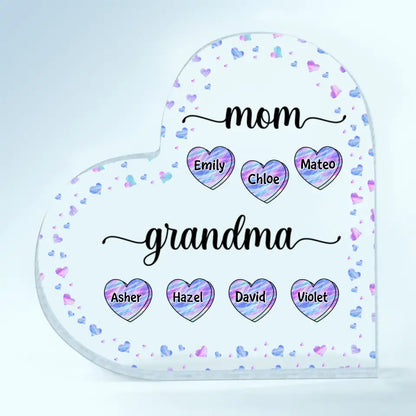 Personalized Heart-shaped Acrylic Plaque - Mother's Day, Birthday Gift For Mom, Grandma - Mom Grandma Hologram Heart ARND018