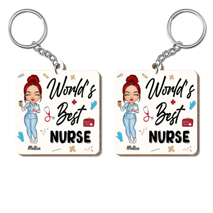 Personalized Wooden Keychain - Nurse's Day, Birthday Gift For Nurse - World's Best Nurse ARND005