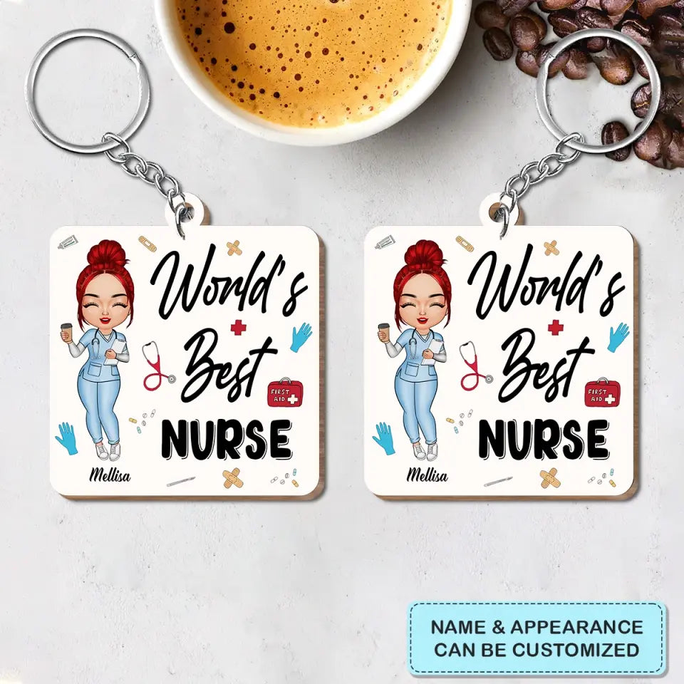 Personalized Wooden Keychain - Nurse's Day, Birthday Gift For Nurse - World's Best Nurse ARND005