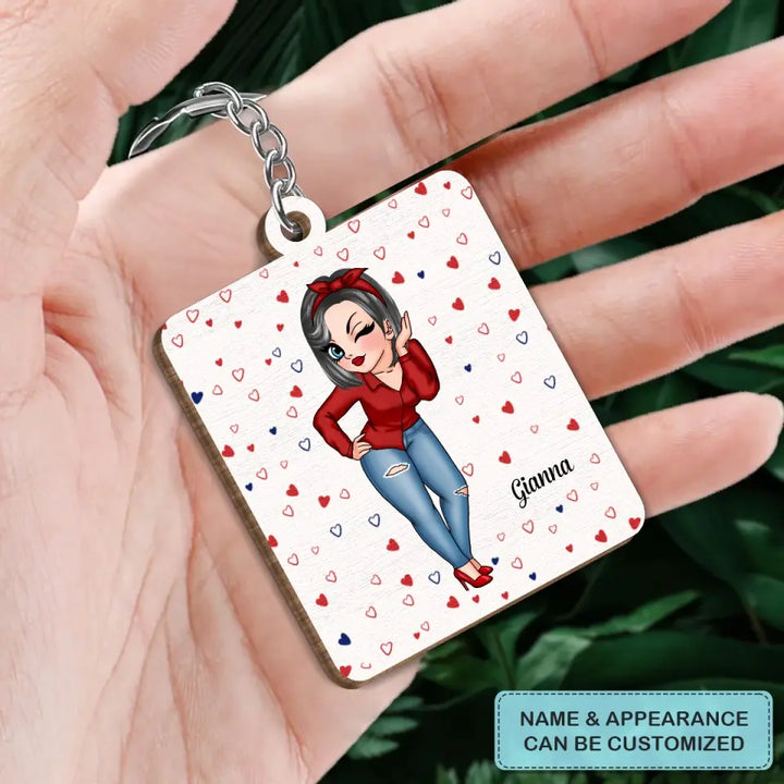 Personalized Wooden Keychain - Mother's Day, Birthday Gift For Wife, Mom, Grandma - Wife Mom Nana ARND005